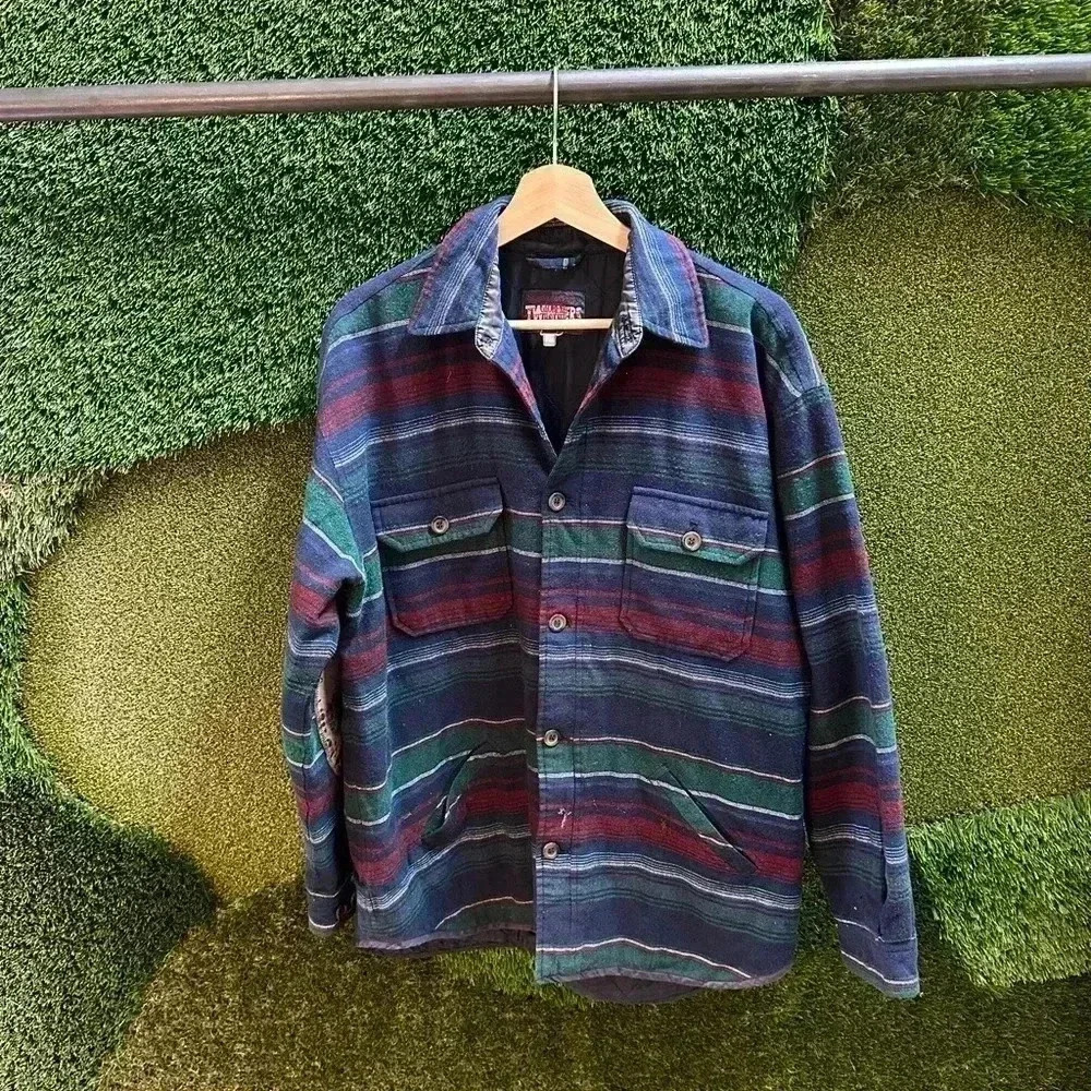 Vintage Globe Trotter Striped Button-up Jacket  Size XL